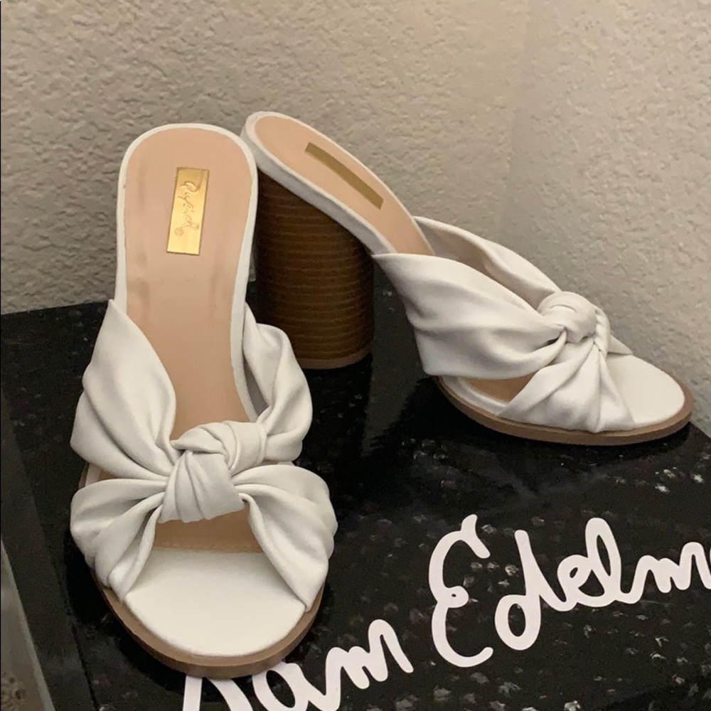 White leather mules